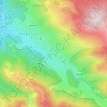Mappa topografica Samortein, altitudine, rilievo