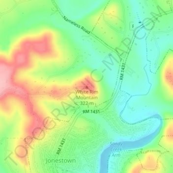 Mappa topografica White Rim Mountain, altitudine, rilievo