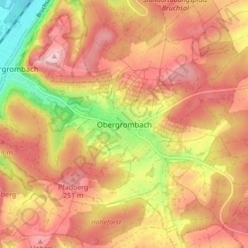 Mappa topografica Obergrombach, altitudine, rilievo
