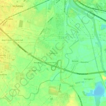 Mappa topografica Tagliaferro, altitudine, rilievo