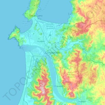 Mappa topografica Concepción, altitudine, rilievo