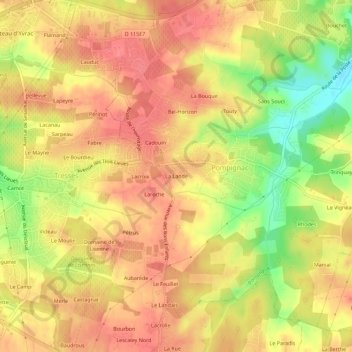 Mappa topografica La Lande, altitudine, rilievo
