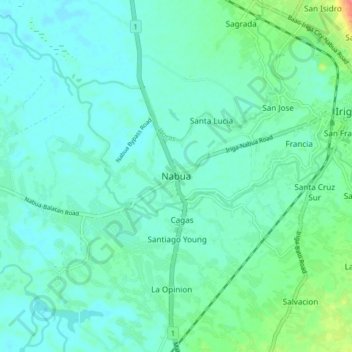 Mappa topografica Nabua, altitudine, rilievo
