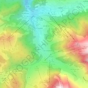 Mappa topografica Gotty, altitudine, rilievo