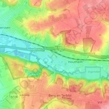 Mappa topografica Vroenhof, altitudine, rilievo