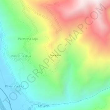 Mappa topografica Santa Ana, altitudine, rilievo