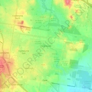 Mappa topografica Clyde North, altitudine, rilievo