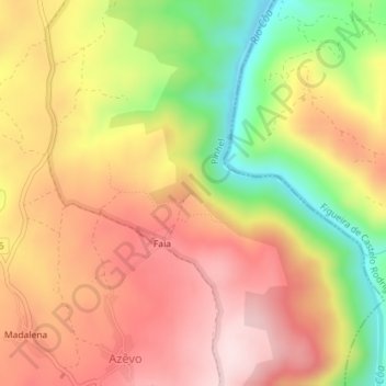 Mappa topografica Miradouro da Faia, altitudine, rilievo