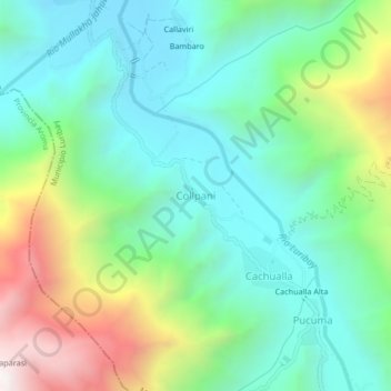 Mappa topografica Collpani, altitudine, rilievo