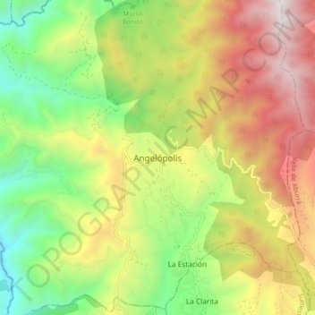 Mappa topografica Angelópolis, altitudine, rilievo