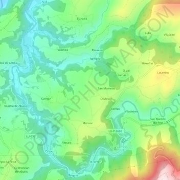 Mappa topografica Vilamelle, altitudine, rilievo