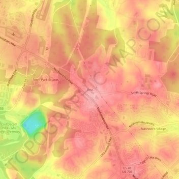 Mappa topografica Una, altitudine, rilievo