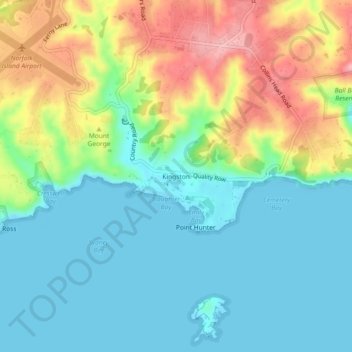 Mappa topografica Kingston, altitudine, rilievo