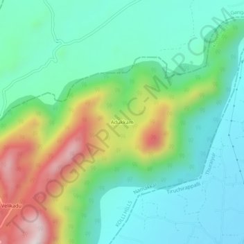 Mappa topografica Adukkam, altitudine, rilievo