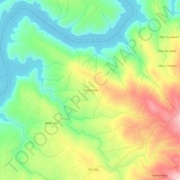 Mappa topografica Arrochela, altitudine, rilievo