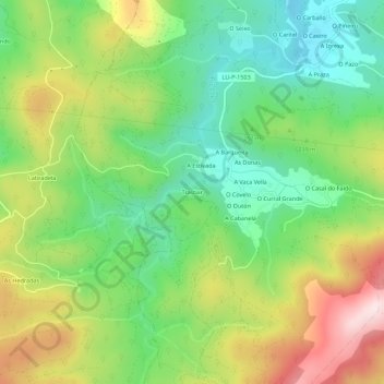 Mappa topografica Trasbar, altitudine, rilievo