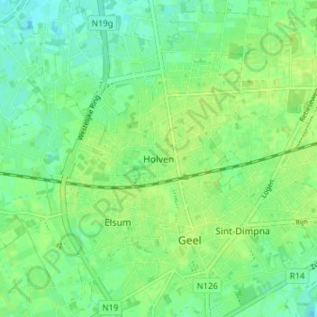 Mappa topografica Holven, altitudine, rilievo