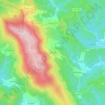 Mappa topografica Cerquedo, altitudine, rilievo