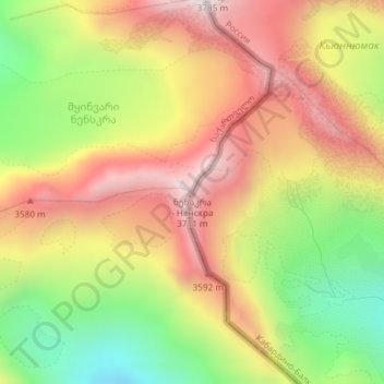 Mappa topografica Nenskra, altitudine, rilievo
