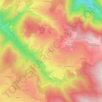 Mappa topografica La Lune, altitudine, rilievo