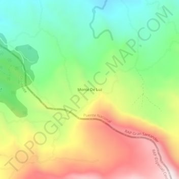 Mappa topografica Monte De Luz, altitudine, rilievo