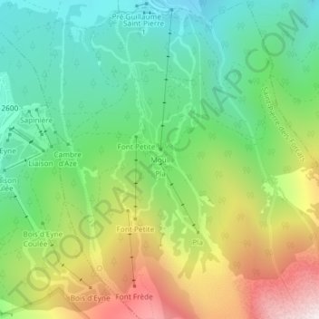 Mappa topografica Pla du Cambre d'Aze, altitudine, rilievo