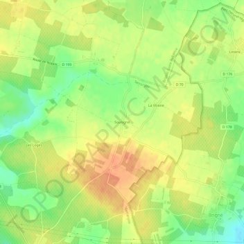 Mappa topografica Sousigné, altitudine, rilievo