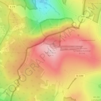 Mappa topografica Heidelstein, altitudine, rilievo