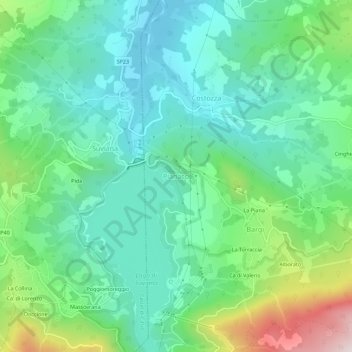 Mappa topografica Pianacci, altitudine, rilievo