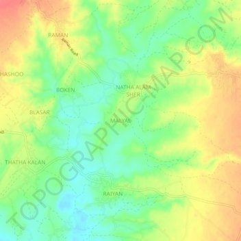 Mappa topografica MALYAL, altitudine, rilievo