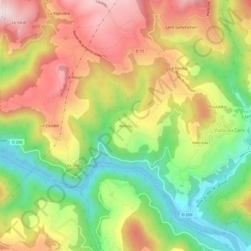 Mappa topografica Ambias, altitudine, rilievo