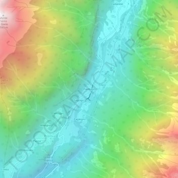 Mappa topografica Piedilago, altitudine, rilievo