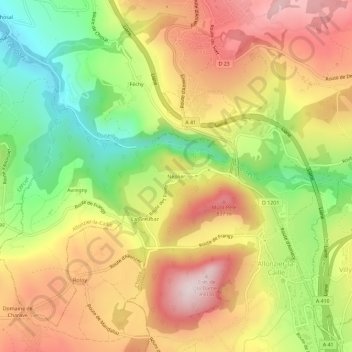 Mappa topografica Néplier, altitudine, rilievo