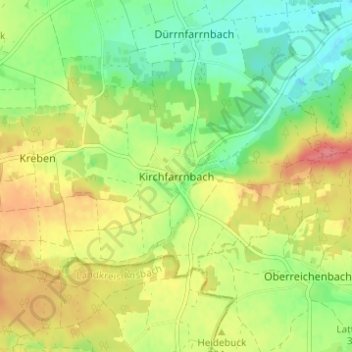 Mappa topografica Kirchfarrnbach, altitudine, rilievo