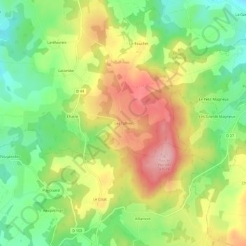 Mappa topografica Les Taffres, altitudine, rilievo