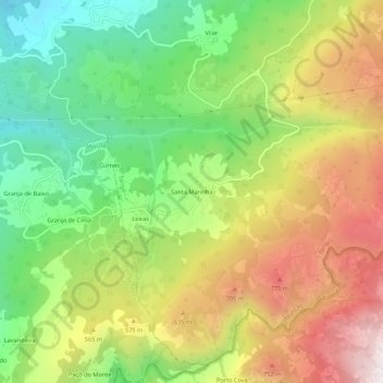 Mappa topografica Santa Marinha, altitudine, rilievo
