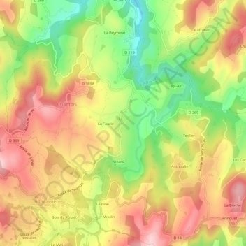 Mappa topografica Garnier, altitudine, rilievo