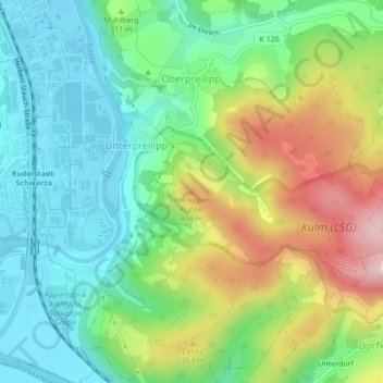Mappa topografica Preilipper Kuppe, altitudine, rilievo