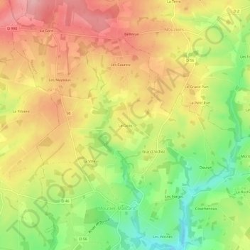 Mappa topografica Le Geay, altitudine, rilievo
