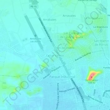 Mappa topografica Cesar Vallejo, altitudine, rilievo