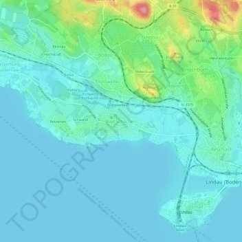 Mappa topografica Bad Schachen, altitudine, rilievo