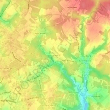 Mappa topografica Les Landes, altitudine, rilievo