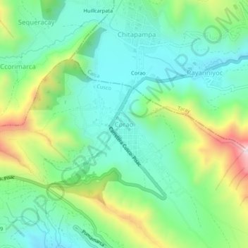 Mappa topografica Corao, altitudine, rilievo