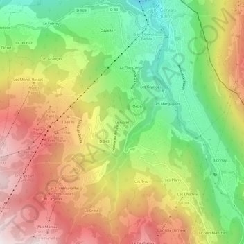 Mappa topografica Le Golet, altitudine, rilievo