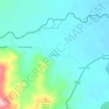 Mappa topografica Guismi, altitudine, rilievo