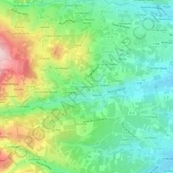 Mappa topografica Saint-Paul, altitudine, rilievo