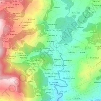 Mappa topografica Os Doños, altitudine, rilievo