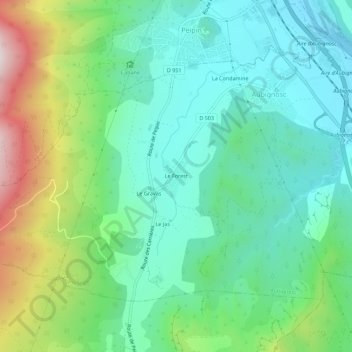 Mappa topografica Le Forest, altitudine, rilievo