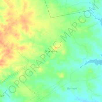 Mappa topografica Bhandara, altitudine, rilievo