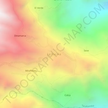 Mappa topografica La Pucara, altitudine, rilievo